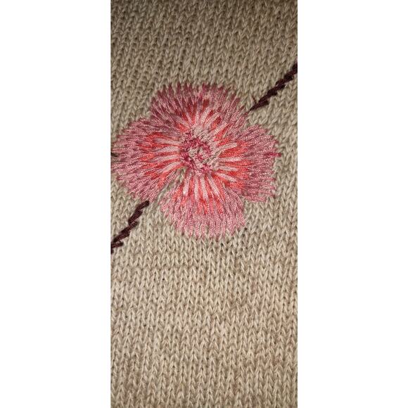 Appleseeds Sweater Linen Blend Oatmeal Beige Limited Edition Embroidery Sz XL - Picture 6 of 16